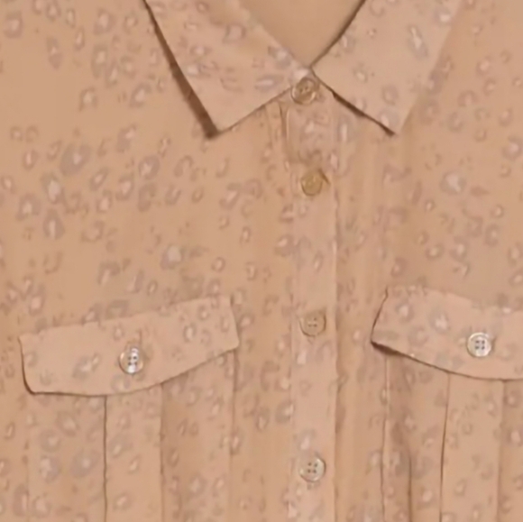 Lucky Brand Women's Short Sleeve Midi Shirtdress Ginger Leopard Print - Picture 2 of 5